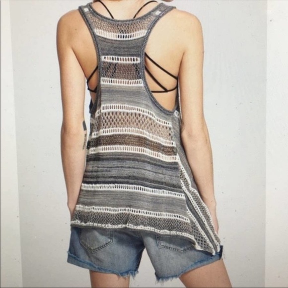 Free People Lovebird Racerback Crochet Tank in Black Combo XS - Picture 2 of 8